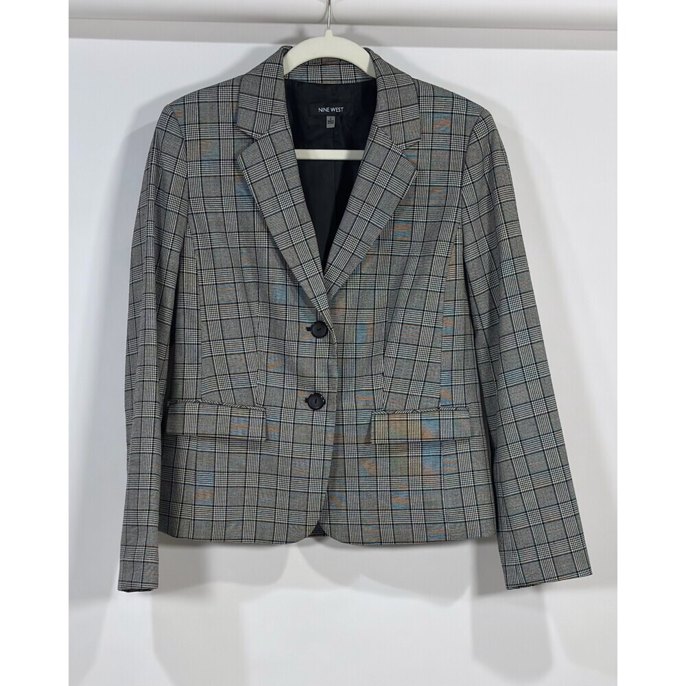 Nine West Plaid Two Button Blazer Jacket - Size 4